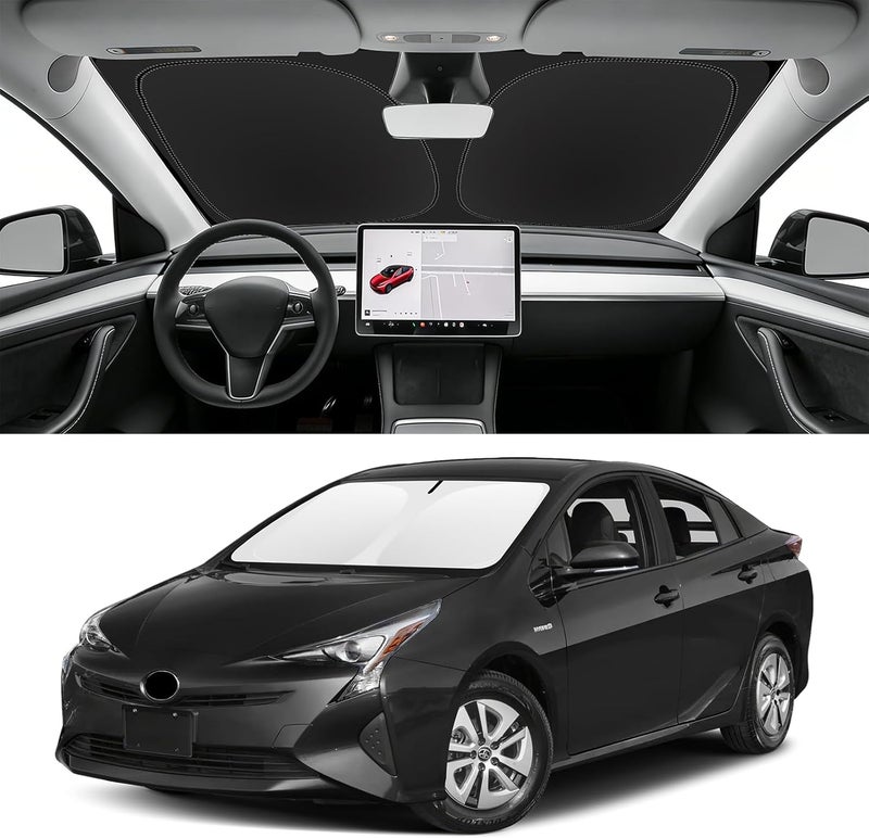 SLOGENTO Custom Fit Windshield Sun Shade for Toyota Prius 2010-2022 (Not for Prius C/V), Blocks UV & Heat, Front Window Sunshade, Easy Fold & Store - Image 1